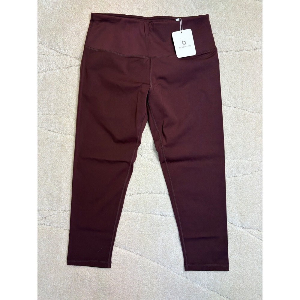 Bubblelime High Waist Leggings Burgundy Size XL New With Tags